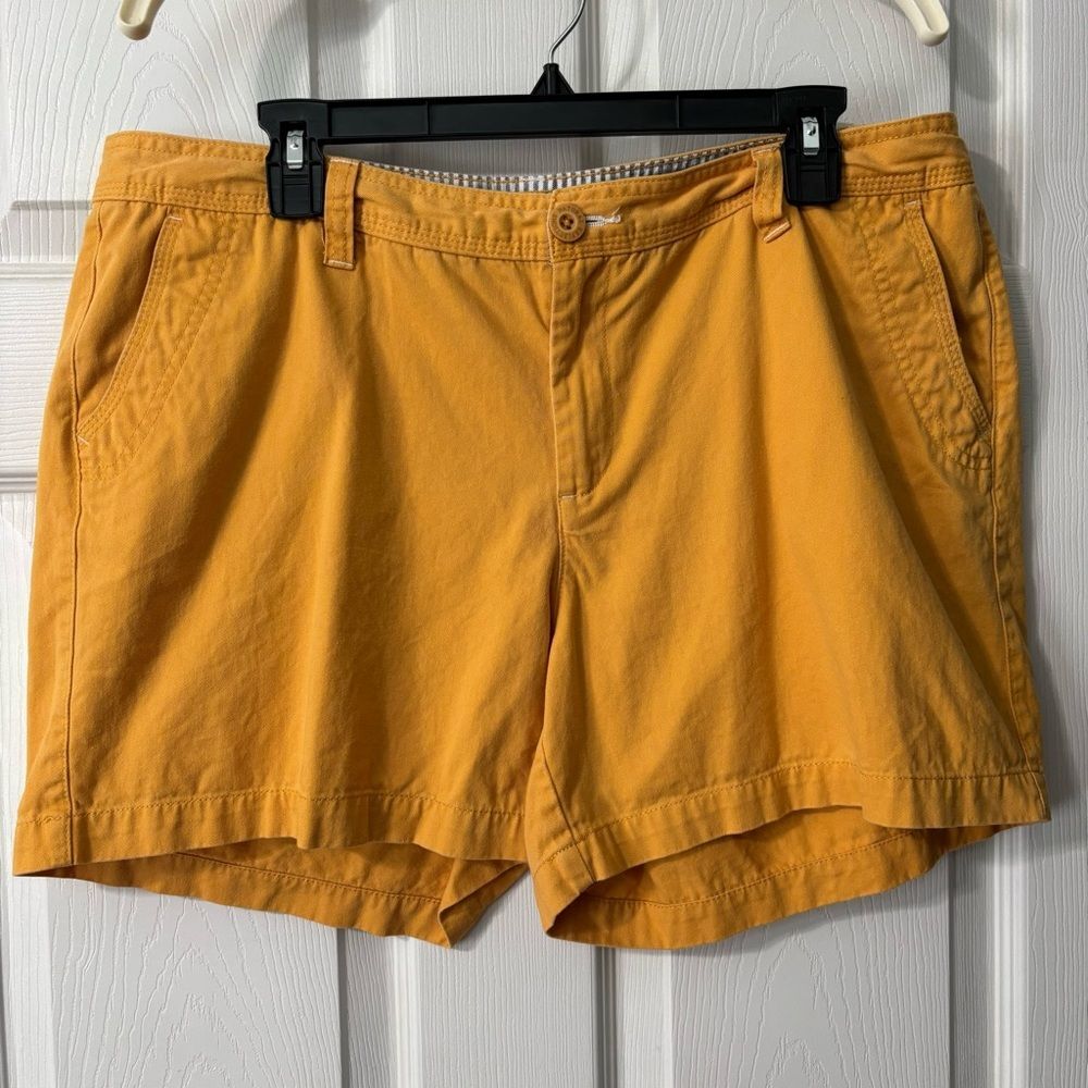 Natural Reflections Shorts Womens Plus Size 16 Pockets Golden Yellow 100% Cotton